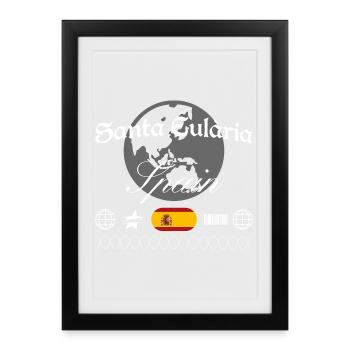 Santa Eulària Spanien Streetwear Reise Souvenir - Gerahmtes Poster (27 × 37 cm) - Schwarz - Vorne