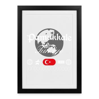 Pamukkale Türkei Streetwear Reise Souvenir - Gerahmtes Poster (27 × 37 cm) - Schwarz - Vorne