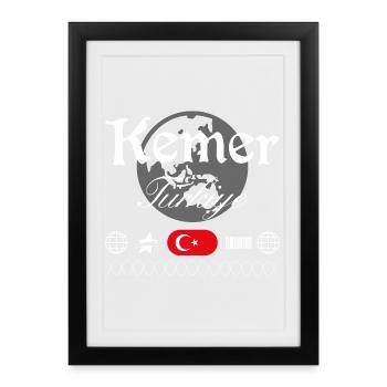 Souvenir de voyage Kemer Turkey Streetwear - Affiche encadrée (27 × 37 cm) - noir - Devant