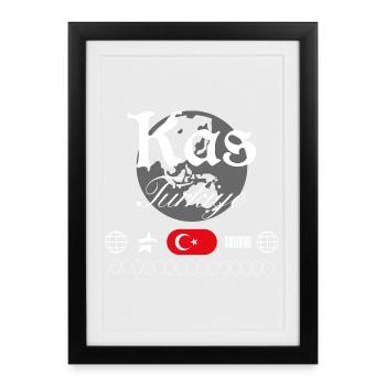 Souvenir de voyage de streetwear de Kaş Turkey - Affiche encadrée (27 × 37 cm) - noir - Devant