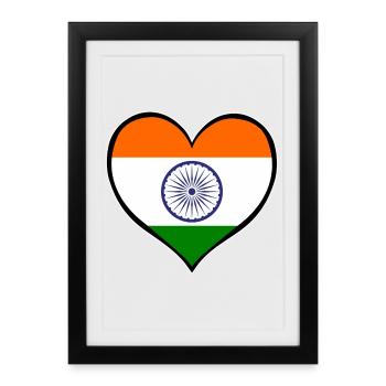 Drapeau du cœur de l’Inde - Affiche encadrée (27 × 37 cm) - noir - Devant
