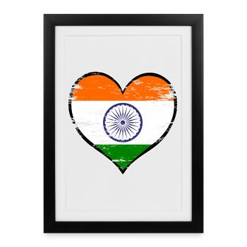 Drapeau du cœur indien utilisé - Affiche encadrée (27 × 37 cm) - noir - Devant