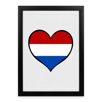 Holland Heart Flag - Framed poster (27 × 37 cm) - black - Front