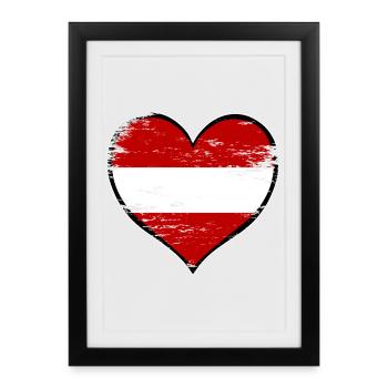 Drapeau du cœur d’Autriche utilisé - Affiche encadrée (27 × 37 cm) - noir - Devant