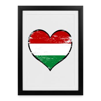 Drapeau du cœur hongrois utilisé - Affiche encadrée (27 × 37 cm) - noir - Devant