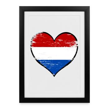 Holland heart flag used - Framed poster (27 × 37 cm) - black - Front