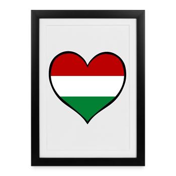 Drapeau du Cœur de Hongrie - Affiche encadrée (27 × 37 cm) - noir - Devant