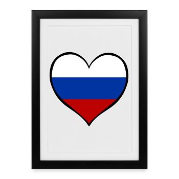 Drapeau du cœur de la Russie - Affiche encadrée (27 × 37 cm) - noir - Devant