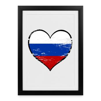 Drapeau du cœur russe utilisé - Affiche encadrée (27 × 37 cm) - noir - Devant
