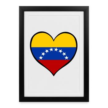 Drapeau du Cœur du Venezuela - Affiche encadrée (27 × 37 cm) - noir - Devant
