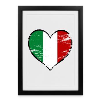 Drapeau du cœur de l’Italie utilisé - Affiche encadrée (27 × 37 cm) - noir - Devant