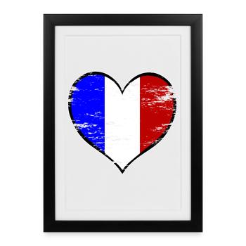 Drapeau du cœur français utilisé - Affiche encadrée (27 × 37 cm) - noir - Devant