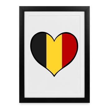 Drapeau du cœur de la Belgique - Affiche encadrée (27 × 37 cm) - noir - Devant