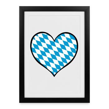 Drapeau du Cœur de Bavière - Affiche encadrée (27 × 37 cm) - noir - Devant