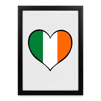 Drapeau du cœur irlandais - Affiche encadrée (27 × 37 cm) - noir - Devant