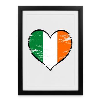 Drapeau du cœur irlandais utilisé - Affiche encadrée (27 × 37 cm) - noir - Devant
