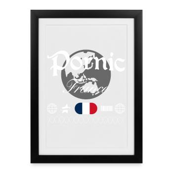 Souvenir de voyage streetwear Pornic France - Affiche encadrée (27 × 37 cm) - noir - Devant