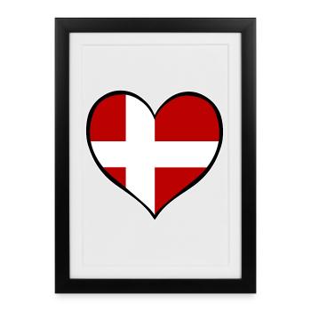 Drapeau du Cœur du Danemark - Affiche encadrée (27 × 37 cm) - noir - Devant