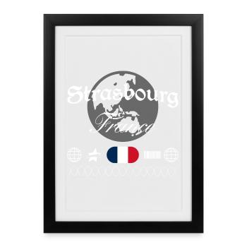 Straßburg Frankreich Streetwear Reise Souvenir - Gerahmtes Poster (27 × 37 cm) - Schwarz - Vorne