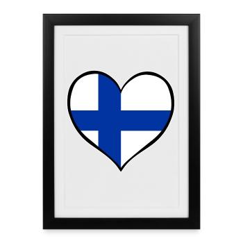 Finland Heart Flag - Framed poster (27 × 37 cm) - black - Front