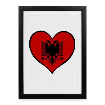 Drapeau du cœur d’Albanie - Affiche encadrée (27 × 37 cm) - noir - Devant