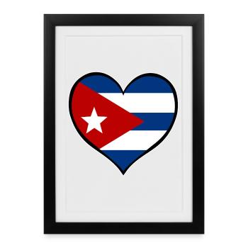 Le drapeau du Cœur de Cuba - Affiche encadrée (27 × 37 cm) - noir - Devant