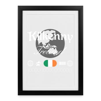Souvenir de voyage pour le streetwear de Kilkenny en Irlande - Affiche encadrée (27 × 37 cm) - noir - Devant