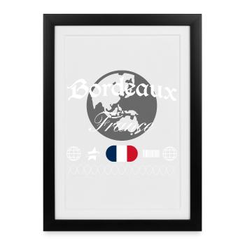 Bordeaux Frankreich Streetwear Reise Souvenir - Gerahmtes Poster (27 × 37 cm) - Schwarz - Vorne