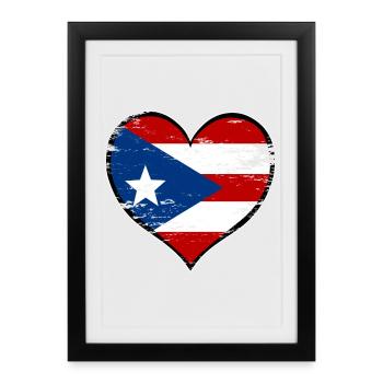 Puerto Rico heart flag used - Framed poster (27 × 37 cm) - black - Front