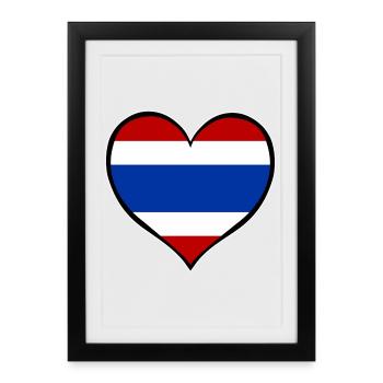 Drapeau du cœur de Thaïlande - Affiche encadrée (27 × 37 cm) - noir - Devant