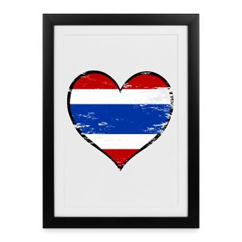 Drapeau du cœur de Thaïlande utilisé - Affiche encadrée (27 × 37 cm) - noir - Devant