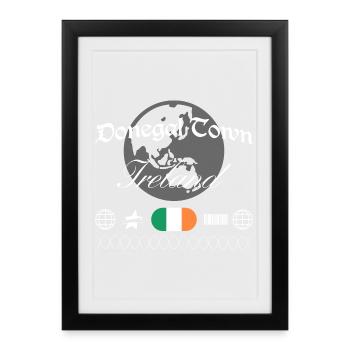 Souvenir de voyage streetwear de Donegal Town Ireland - Affiche encadrée (27 × 37 cm) - noir - Devant