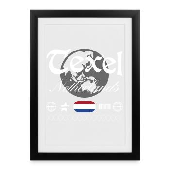 Souvenir de voyage Texel Netherlands Streetwear - Affiche encadrée (27 × 37 cm) - noir - Devant