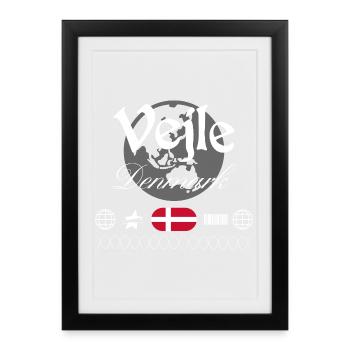 Souvenir de voyage Vejle Denmark Streetwear - Affiche encadrée (27 × 37 cm) - noir - Devant