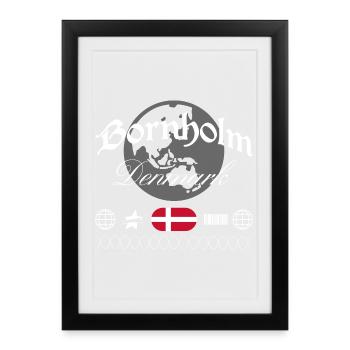 Souvenir de voyage streetwear de Bornholm Danemark - Affiche encadrée (27 × 37 cm) - noir - Devant