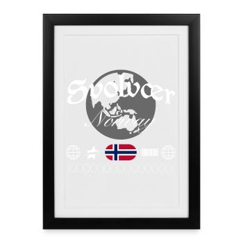 Svolvær Norwegen Streetwear Reise Souvenir - Gerahmtes Poster (27 × 37 cm) - Schwarz - Vorne