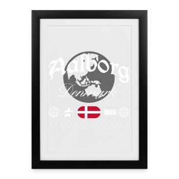 Aalborg Denmark Streetwear Travel Souvenir - Framed poster (27 × 37 cm) - black - Front