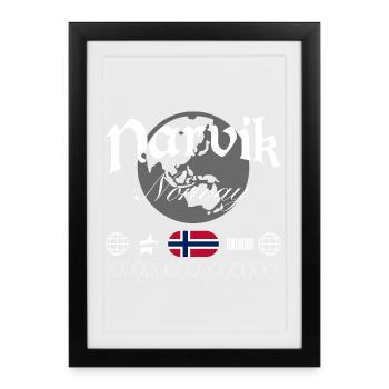 Souvenir de voyage Narvik Norway Streetwear - Affiche encadrée (27 × 37 cm) - noir - Devant