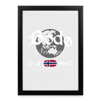 Bodø Norway Streetwear Travel Souvenir - Framed poster (27 × 37 cm) - black - Front