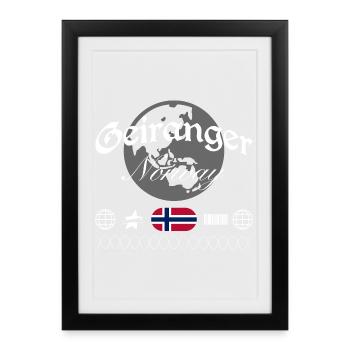 Souvenir de voyage Geiranger Norway Streetwear - Affiche encadrée (27 × 37 cm) - noir - Devant