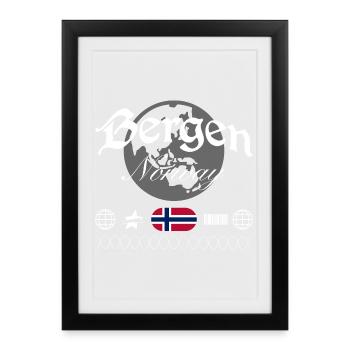 Bergen Norway Streetwear Travel Souvenir - Framed poster (27 × 37 cm) - black - Front