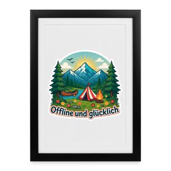Offline glücklich - Gerahmtes Poster (27 × 37 cm) - Schwarz - Vorne