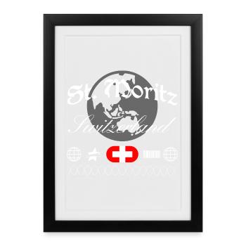 St. Moritz Switzerland Streetwear Travel Souvenir - Framed poster (27 × 37 cm) - black - Front