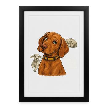 Vizsla Welpe Spiel Kuscheln Schlaf Wiederholen - Gerahmtes Poster (27 × 37 cm) - Schwarz - Vorne