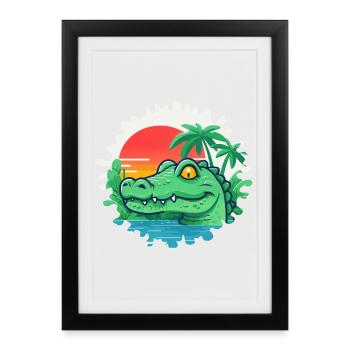 Plage du coucher du soleil - Affiche encadrée (27 × 37 cm) - noir - Devant