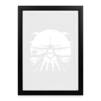 Dessin d’avion - Affiche encadrée (27 × 37 cm) - noir - Devant
