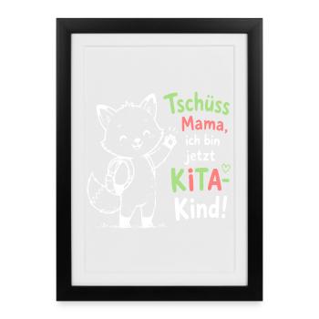 Kita Abschied Fox Illustration - Gerahmtes Poster (27 × 37 cm) - Schwarz - Vorne