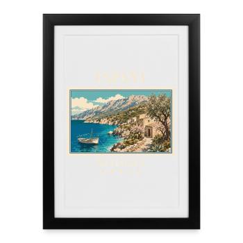Spanien Mallorca Vintage Reisemarke - Gerahmtes Poster (27 × 37 cm) - Schwarz - Vorne