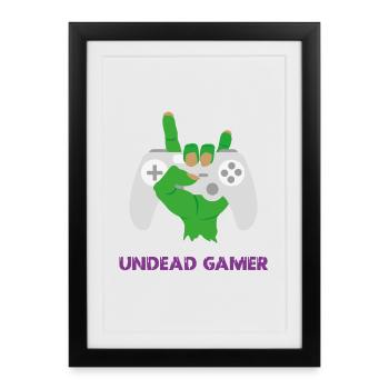 Humour de zombie gamer mort-vivant - Affiche encadrée (27 × 37 cm) - noir - Devant