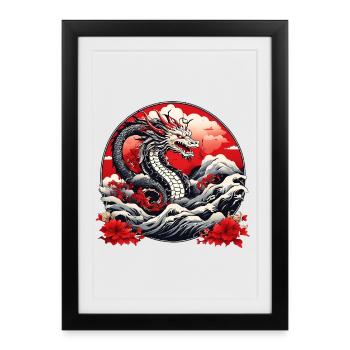 Japanese Dragon - Framed poster (27 × 37 cm) - black - Front